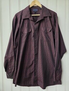 Panhandle Slim Pearl Snap Western Wear Cowboy Buttom Up Maroon Shirt XLT